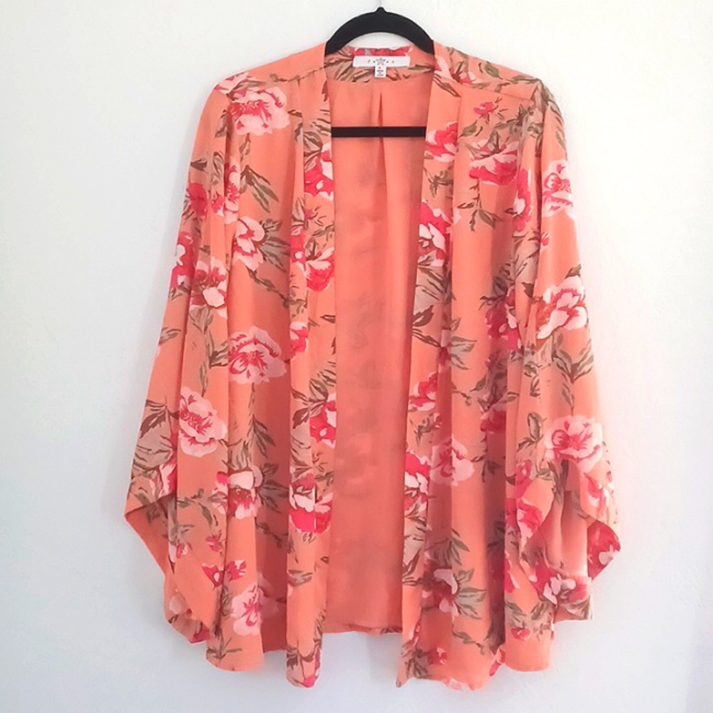 Fever Floral Kimono in Peach and Pink